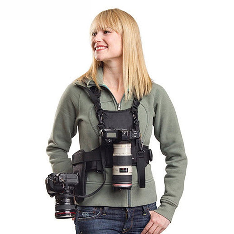 Nicama NC-Vest Dual Camera Carrier Chest Harnessï¼ŒDouble Shoulder Camera Strap for Canon 6D 5D2 5D3 Nikon D800 D810 Sony A7S A7R A7S2 Sigma Olympus DSLR Hiking Climbing Wedding Travel - Image 1